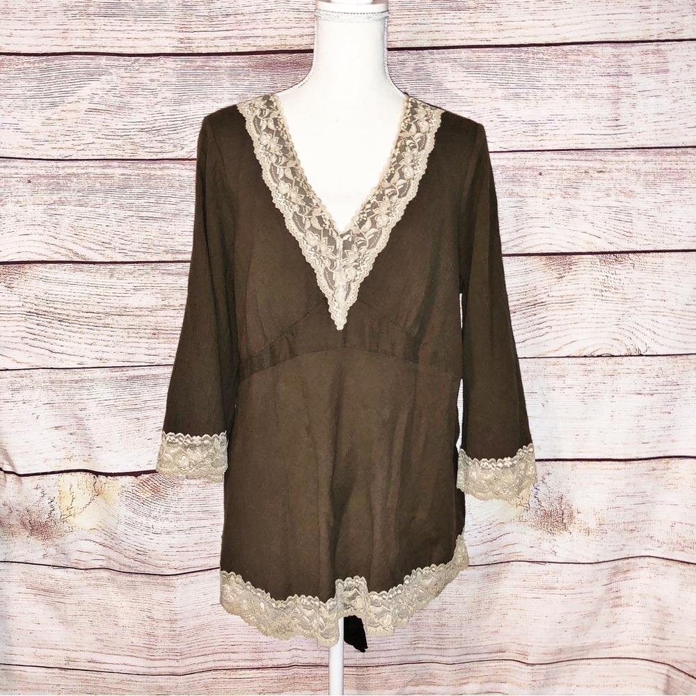 Liz Lange for Target Brown Maternity 3/4 Sleeve Top Size XL